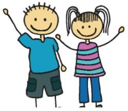 two children in stick cartoon style